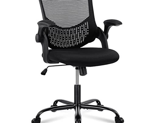 Home Office Chair Mesh Desk Chair Ergonomic Computer Chair with Flip Up Armrests Mid Back Lumbar Support Adjustable Swivel Task…
