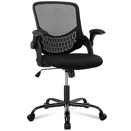 Home Office Chair Mesh Desk Chair Ergonomic Computer Chair with Flip Up Armrests Mid Back Lumbar Support Adjustable Swivel Task…