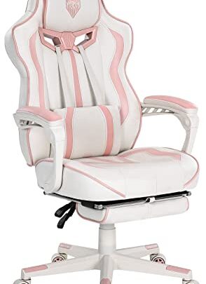 Vonesse Pink Gaming Chair PC Game Chair for Girls Racing Style Reclining Computer Chair with Footrest Office Swivel Ergonomic Gaming…