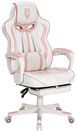Vonesse Pink Gaming Chair PC Game Chair for Girls Racing Style Reclining Computer Chair with Footrest Office Swivel Ergonomic Gaming…