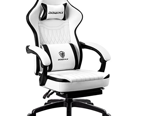 Dowinx Gaming Chair Breathable PU Leather Gamer Chair with Pocket Spring Cushion, Ergonomic Computer Chair with Massage Lumbar Support,Adjustable Swivel…