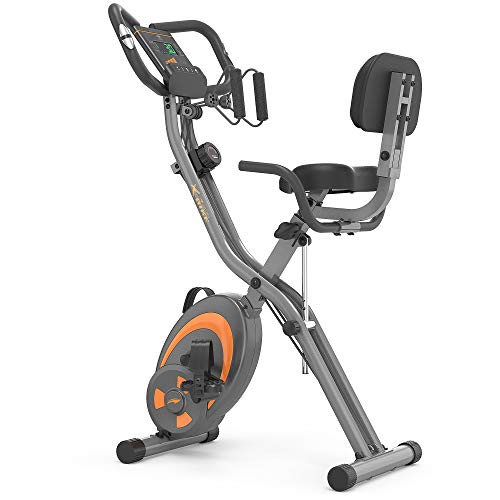 leikefitness Folding Stationary Bike Recumbent Exercise Bike w/Arm Resistance Bands-Pulse Sensor-LCD Monitor and Easy to Assemble Indoor Cycling Bike 2280…