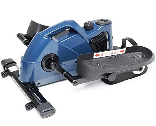 JFIT Under Desk and Stand Up Mini Elliptical/Stepper w/Adjustable Angle, Navy/Black