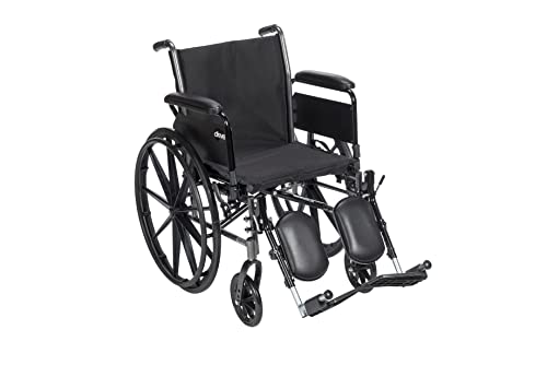 Drive Medical K318DFA-ELR Cruiser III Lightweight Folding Wheelchair with Flip Back Detachable Full Arms and Elevating Leg Rest (Black, 18…