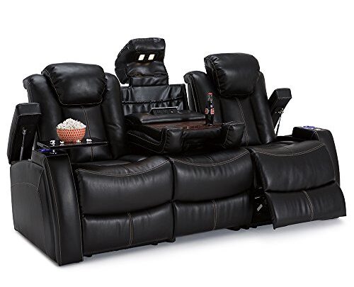 Seatcraft Omega Home Theater Seating – Leather Gel – Power Recline – Power Headrests – AC and USB Charging -…