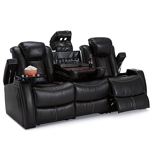 Seatcraft Omega Home Theater Seating – Leather Gel – Power Recline – Power Headrests – AC and USB Charging -…