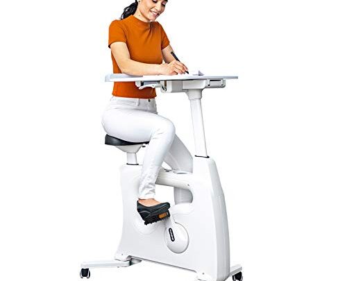 FLEXISPOT Home Workstation Desk Bike Stand up Folding Exercise Desk Cycle Height Adjustable Office Desk Stationary Exercise Bike – Deskcise…