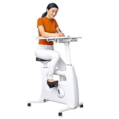 FLEXISPOT Home Workstation Desk Bike Stand up Folding Exercise Desk Cycle Height Adjustable Office Desk Stationary Exercise Bike – Deskcise…