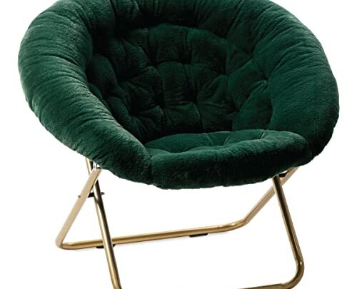 Milliard Cozy Chair/Faux Fur Saucer Chair for Bedroom/X-Large (Green)