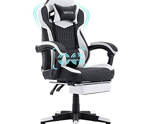 WOTSTA Gaming Chair with Footrest, High Back Gaming Chairs PU Leather Ergonomic Office Gamer Chair Headrest Lumbar Support Racing Style…