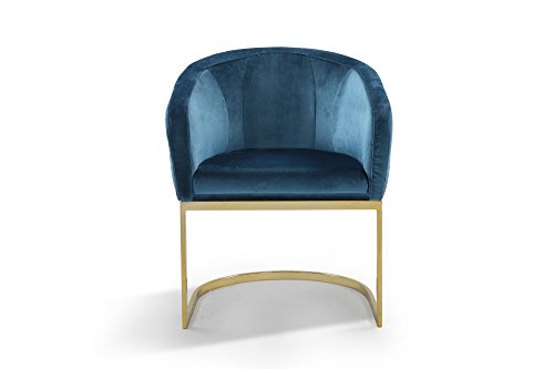 Iconic Home Siena Accent Club Chair Shell Design Velvet Upholstered Half-Moon Gold Plated Solid Metal U-Shaped Base Modern Contemporary Teal…