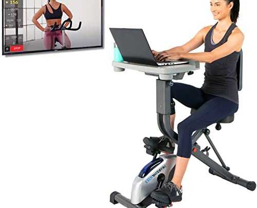 EXERPEUTIC EXERWORK 2000i Bluetooth Folding Exercise Desk Bike with 24 Workout Programs and Free App