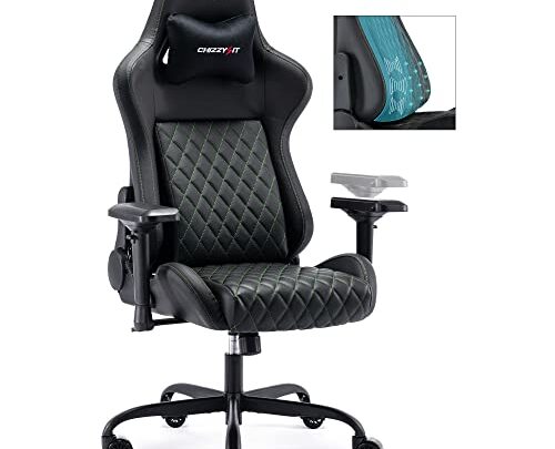 Computer Gaming Chairs for Adults, Ergonomic Gaming Chair with Built-in Airbag Lumbar Support & 4D Armrests & Magnetic Headrest&Adjustable Height,…