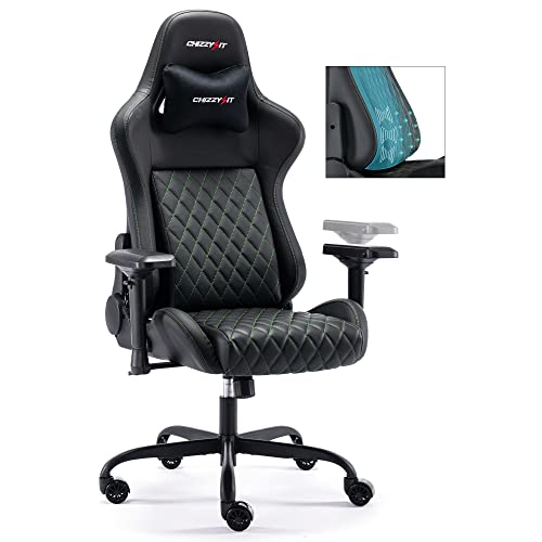 Computer Gaming Chairs for Adults, Ergonomic Gaming Chair with Built-in Airbag Lumbar Support & 4D Armrests & Magnetic Headrest&Adjustable Height,…