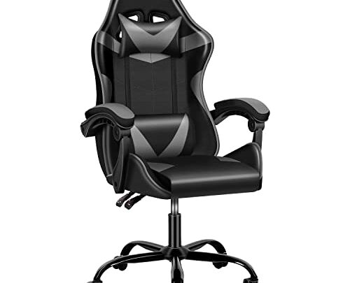 YSSOA Backrest and Seat Height Adjustable Swivel Recliner Racing Office Computer Video Game Chair, 400lb Capacity,Without footrest