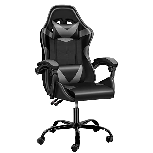 YSSOA Backrest and Seat Height Adjustable Swivel Recliner Racing Office Computer Video Game Chair, 400lb Capacity,Without footrest