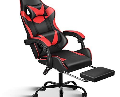HealSmart Backrest and Seat Height Adjustable Swivel Recliner Racing Office Computer Ergonomic Video Game Chair, Red/Black