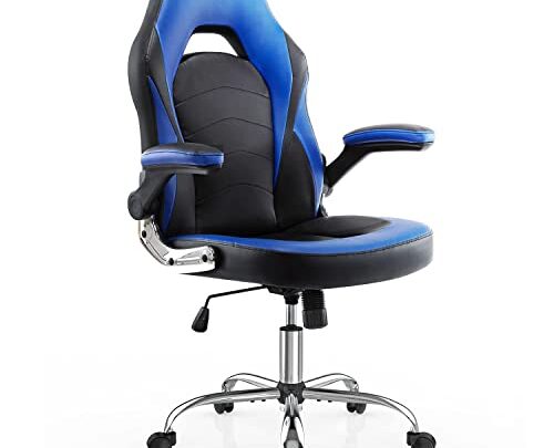 Gaming Chair, Racing Style Leather Gamer Chair, Ergonomic Office Chair Computer Desk Executive Chair with Flip-Up Arms, Gaming Chair for…