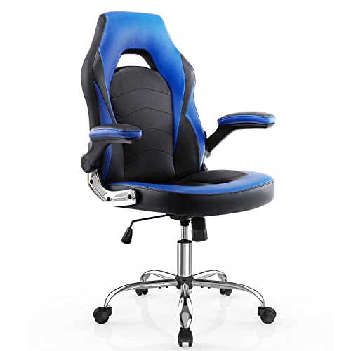 Gaming Chair, Racing Style Leather Gamer Chair, Ergonomic Office Chair Computer Desk Executive Chair with Flip-Up Arms, Gaming Chair for…