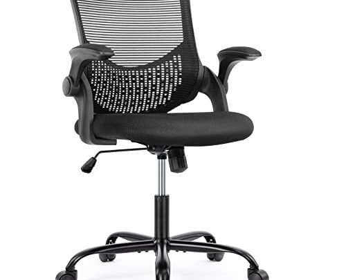 Office Chair – Desk Chair with Wheels, Ergonomic Home Office Chair with Flip-up Arms and Lumbar Support, Mesh Swivel Rolling…