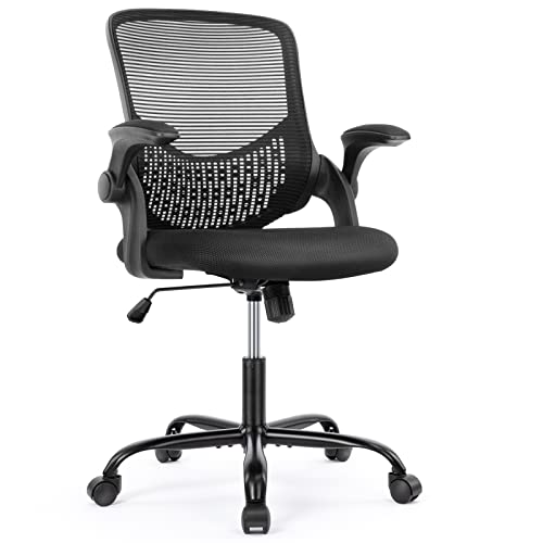 Office Chair – Desk Chair with Wheels, Ergonomic Home Office Chair with Flip-up Arms and Lumbar Support, Mesh Swivel Rolling…