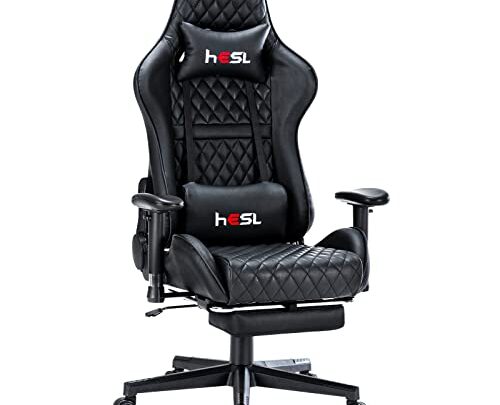HESL Ergonomic Gaming Chair with Massage and Lumbar Support, Footrest, and Reclining Function Gamer Chair for Adults, Heavy People, PC…