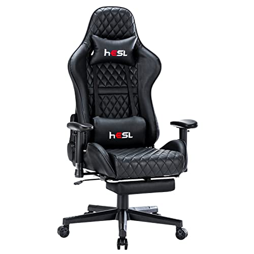 HESL Ergonomic Gaming Chair with Massage and Lumbar Support, Footrest, and Reclining Function Gamer Chair for Adults, Heavy People, PC…