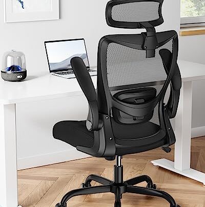 HUANUO Ergonomic Mesh Office Chair, High Back Desk Chair with Adjustable Lumbar Support & Headrest, Flip-Up Armrests, and Adjustable Height,…