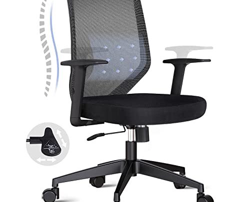 ETasker Office Chair with Adjustable Arms Mid-Back Desk Chair Black – Breathable Mesh Ergonomic Office Chair – Swivel Computer Chair…