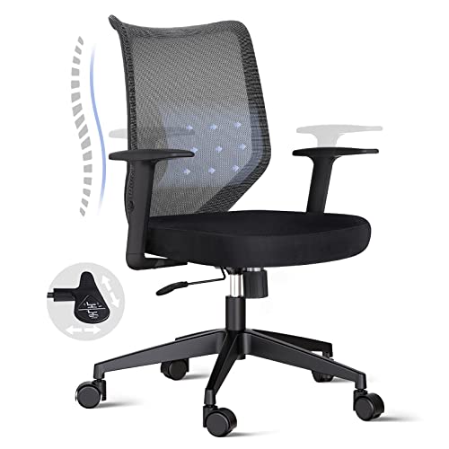 ETasker Office Chair with Adjustable Arms Mid-Back Desk Chair Black – Breathable Mesh Ergonomic Office Chair – Swivel Computer Chair…