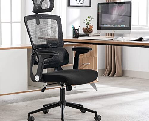 Height-Adjustable Office Chair Ergonomic Office Chair High Back Mesh Computer Chair with Lumbar Support Swivel Rolling Chair with Adjustable Headrest…