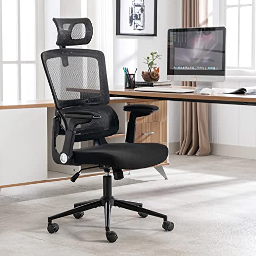Height-Adjustable Office Chair Ergonomic Office Chair High Back Mesh Computer Chair with Lumbar Support Swivel Rolling Chair with Adjustable Headrest…