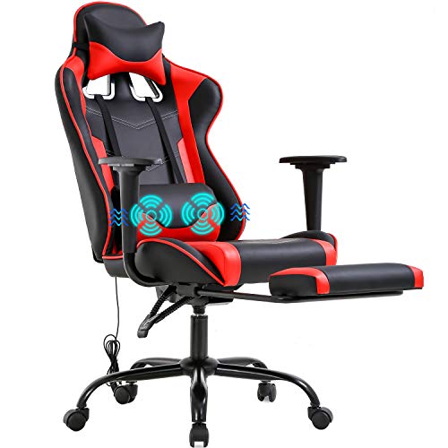 Gaming Chair Racing Office Chair PC Computer Chair Massage Desk Chair PU Leather Recliner Ergonomic Chair with Lumbar Support Headrest…