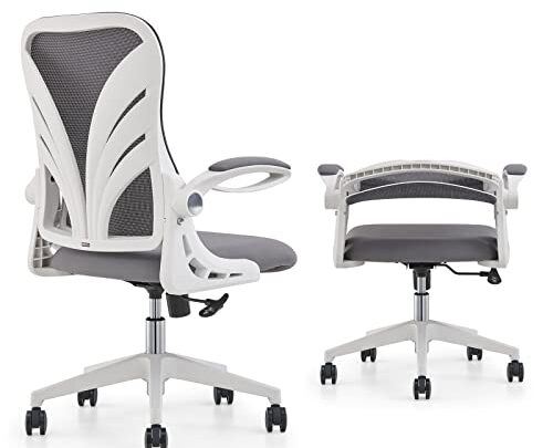 HOLLUDLE Ergonomic Office Chair with Foldable Backrest, Computer Desk Chair with Widened Seat(52 CM), Flip-up Armrests, Mesh Lumbar Support and…