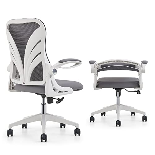 HOLLUDLE Ergonomic Office Chair with Foldable Backrest, Computer Desk Chair with Widened Seat(52 CM), Flip-up Armrests, Mesh Lumbar Support and…