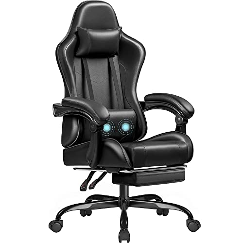 Homall Gaming Chair, Video Game Chair with Footrest and Massage Lumbar Support, Ergonomic Computer Chair Height Adjustable with Swivel Seat…