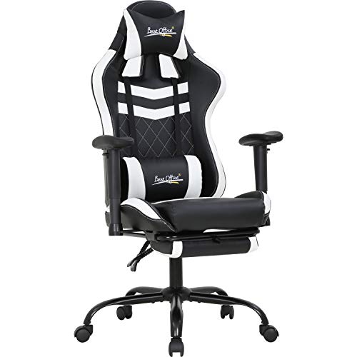 PC Gaming Chair Ergonomic Office Chair Racing Computer Chair with Lumbar Support Headrest 2D Armrest Footrest Task Rolling Swivel Ergonomic…