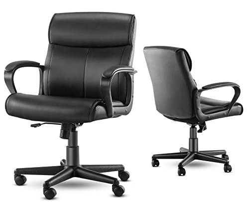 Home Office Chair – Mid Back Executive Task Chair Adjustable Computer Desk Chair with Lumbar Support, Padded Armrest, Swivel Rolling,…