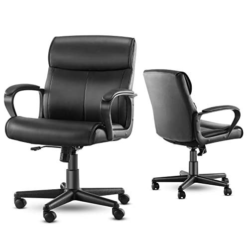 Home Office Chair – Mid Back Executive Task Chair Adjustable Computer Desk Chair with Lumbar Support, Padded Armrest, Swivel Rolling,…