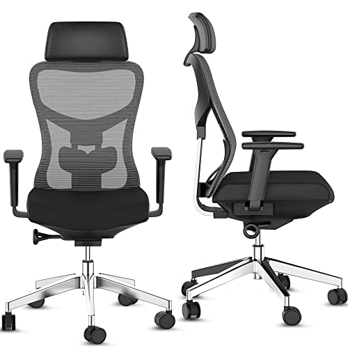 Skisea Ergonomic Office Chair, Home Office Desk Chairs with Adjustable Lumbar Support and Headrest, High Back Office Chair with 3D…