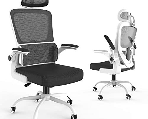 Laziiey Ergonomic Office Chair Home Office Desk Chairs with Lumbar Support, High Back Mesh Computer Chair with Adjustable Headrest Flip…