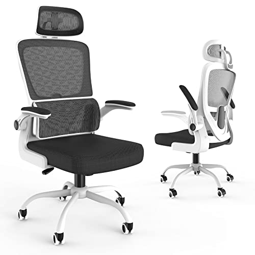 Laziiey Ergonomic Office Chair Home Office Desk Chairs with Lumbar Support, High Back Mesh Computer Chair with Adjustable Headrest Flip…