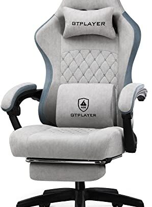 GTPLAYER Gaming Chair, Computer Chair with Pocket Spring Cushion, Linkage Armrests and Footrest, High Back Ergonomic Computer Chair with Lumbar…