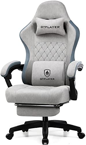 GTPLAYER Gaming Chair, Computer Chair with Pocket Spring Cushion, Linkage Armrests and Footrest, High Back Ergonomic Computer Chair with Lumbar…