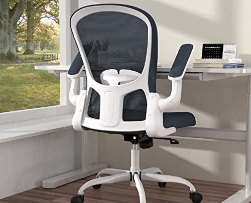Ergonomic Desk Chair, Comfort Swivel Home Office Task Chair, Breathable Mesh, Lumbar Support Computer Chair with Flip-up Arms and Adjustable…