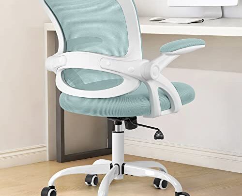KERDOM Office Chair, Ergonomic Desk Chair, Mesh Computer Chair Height Adjustable, Comfy Swivel Task Chair with Wheels and Flip-up Arms