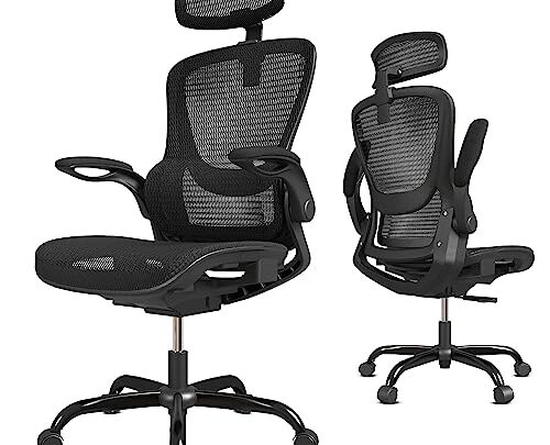 GABRYLLY Ergonomic Office Desk Chair, High Back Mesh Chair with Adjustable Flip-up Arms & Headrest, Swivel Computer Task Chair with…