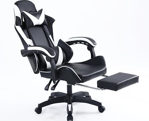 Computer Gaming Chairs with Footrest, Ergonomic Gaming Computer Chair for Adults, PU Leather Office Chair Adjustable Desk Chairs with Wheels,…