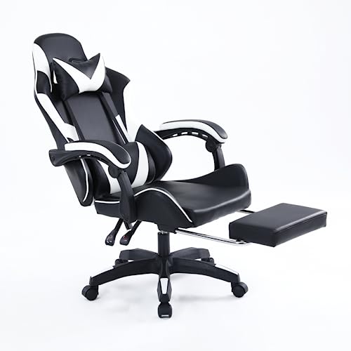 Computer Gaming Chairs with Footrest, Ergonomic Gaming Computer Chair for Adults, PU Leather Office Chair Adjustable Desk Chairs with Wheels,…