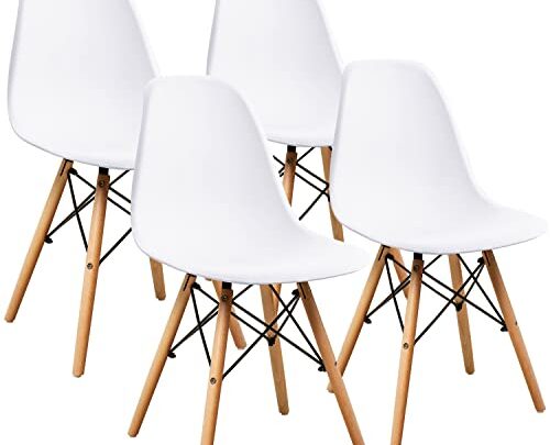 VICTONE Pre Assembled Mid Century Modern Style Dining Chair DSW Shell Plastic Chair Kitchen, Dining, Living Room Side Chairs, Set…